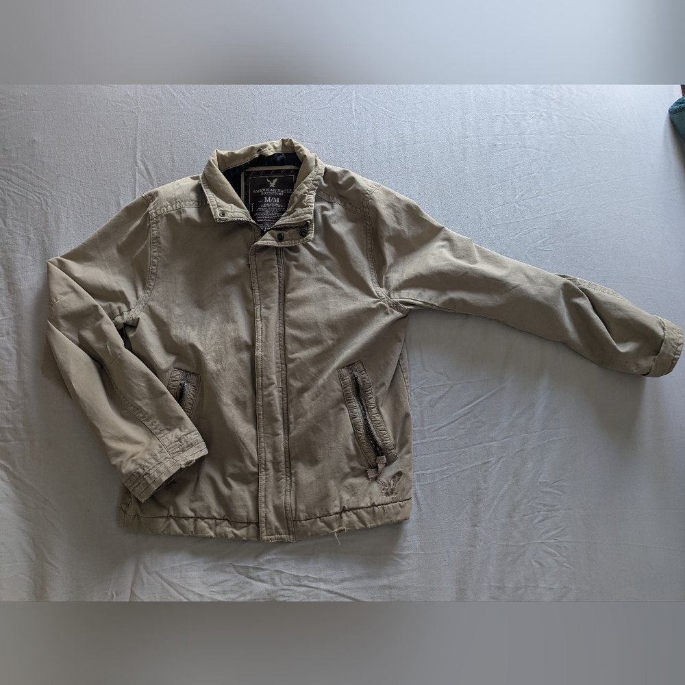Vintage American Eagle Men's Tan Chore Jacket